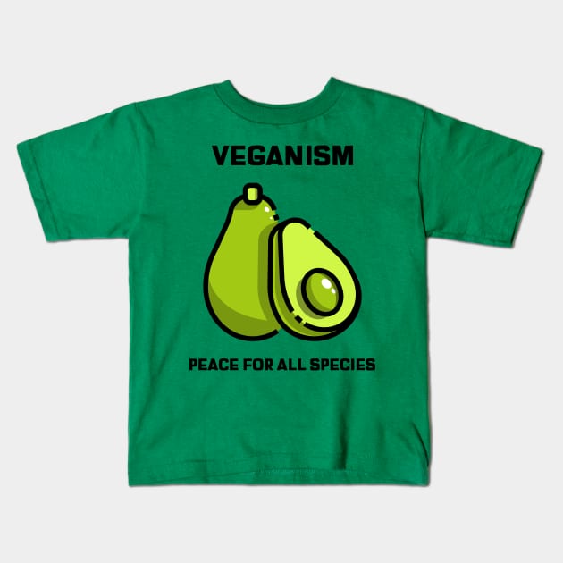 Veganism Peace For All Species Kids T-Shirt by ROXYCITY